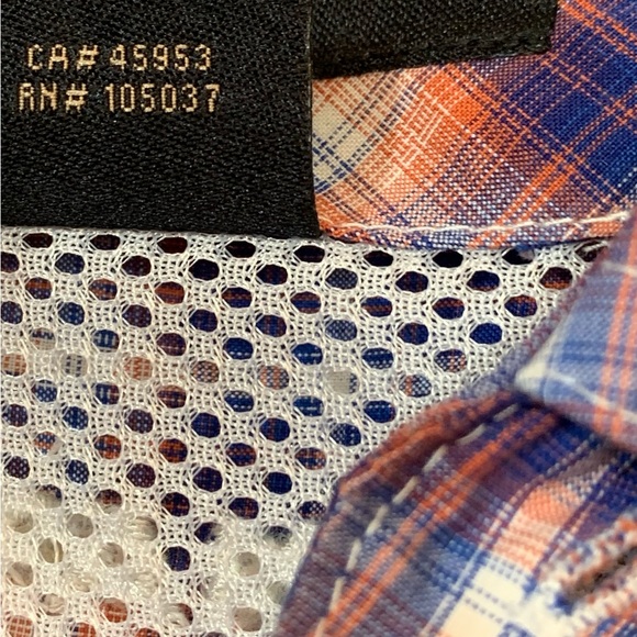 Ariat Pro Series Orange And Navy Western Style Button Up Shirt - Size XL EUC - Picture 6 of 9